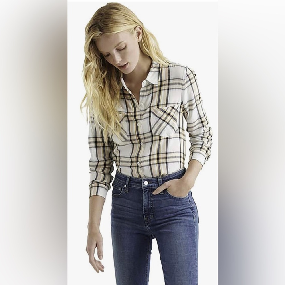 Lucky Brand Plaid Button Up Collared Shirt - Medium